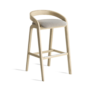 BaSt-0015, Continuous curved solid wood high stool, curved Armrest & curved back for Solid ash wood