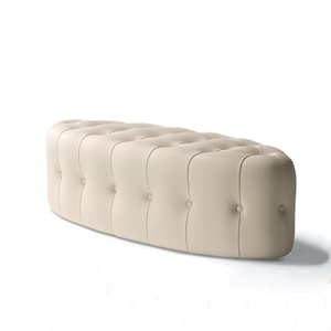 BeBe-0004, Oval Upholstered Bench, wooden base and upper part upholstered