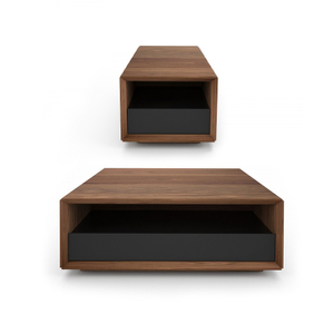 CoTa-0003 , Modern square coffee table combo， Made of natural black walnut venner & E1 plywood . 2 drawers.