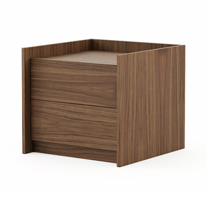 Nigh-0004, Classic two-drawer nightstand , E1 grade plywood and natural solid wood veneer