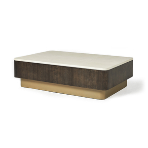 CoTa-0010, Rectangular T-shaped coffee table, Engineering solid wood frame & marble table top
