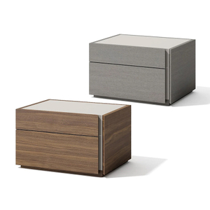 Nigh-0005 , Modern minimalist grey bedside table , Premium matte grey finish and natural solid wood veneer