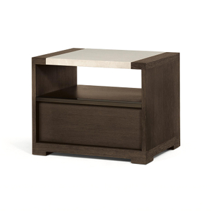 Nigh-0010, Open shelf bedside table, E1 Plywood with natural solid wood veneer finish & Marble Table Top
