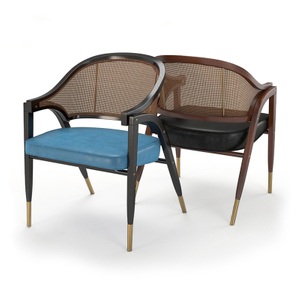 Chai-0008, Rattan backrest chair, Ash wood solid wood and natural rattan