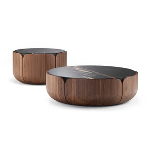 CoTa-0007, Flower shape coffee table, Solid wood frame, curved plywood and marble tabletop